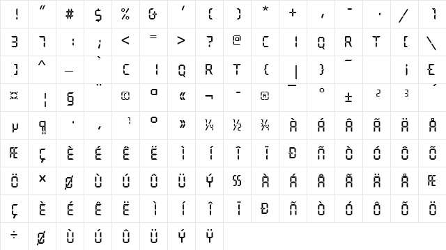 Quartz Regular font glyphpreview