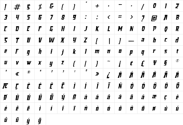 Armstrong Italic Regular font glyphpreview