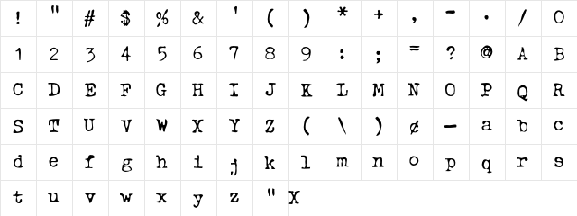 Typewriter Oldstyle font glyphpreview