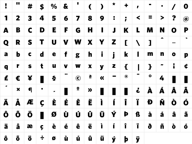 Whitney Black font glyphpreview