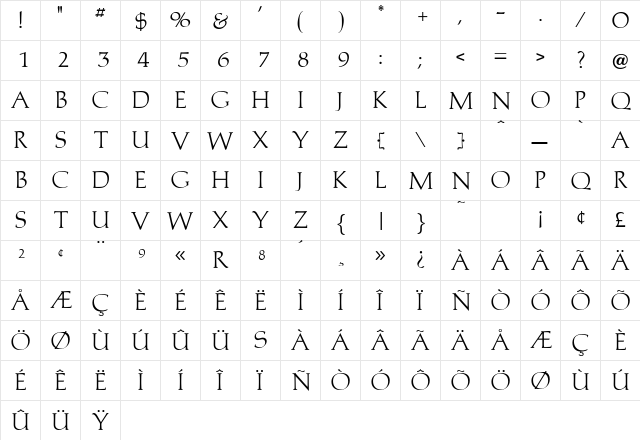 Micheline Regular font glyphpreview