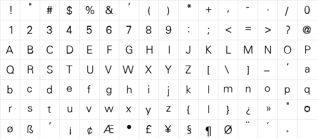 Fox-Thin Regular font glyphpreview