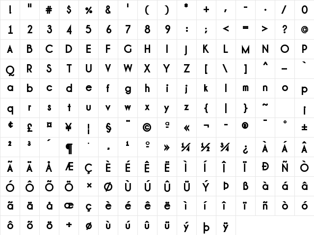 Champagne & Limousines Thick Bold font glyphpreview