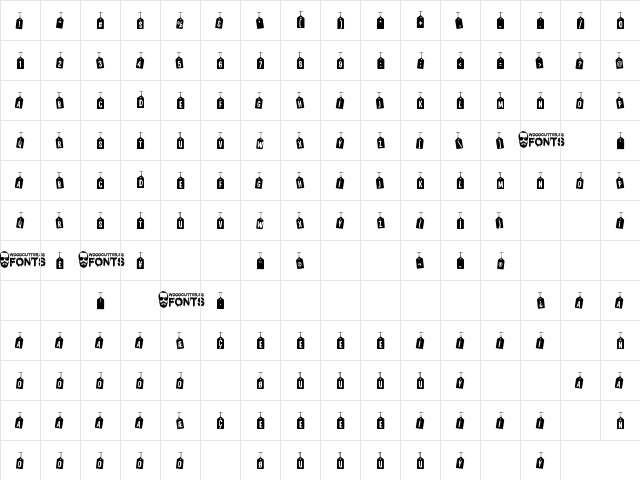 Woodcutter Tags on a Rope Regular font glyphpreview