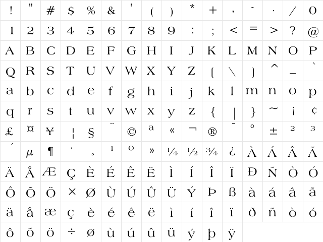 Broadsheet LDO Regular font glyphpreview