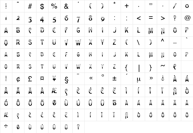 Transvestit Regular font glyphpreview