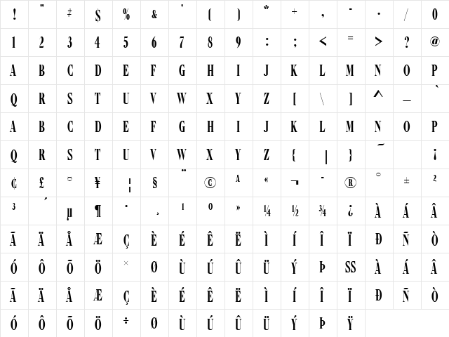 Caslon Becker Graphique Comp Regular font glyphpreview