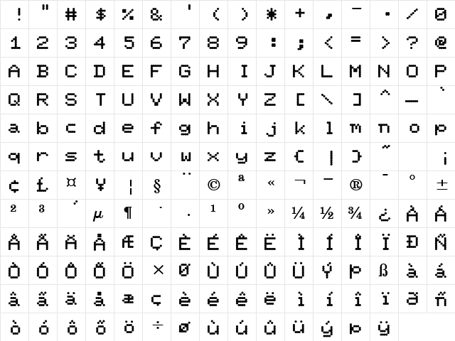 Ninepin Bold font glyphpreview