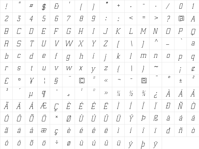 Electrum ADF Exp Lt Italic font glyphpreview