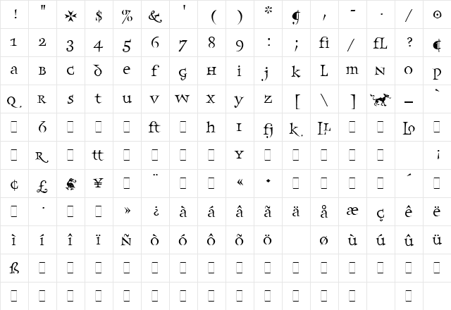 Frances Uncial LET Plain font glyphpreview