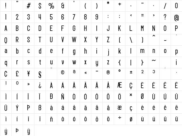 AGRON Regular font glyphpreview