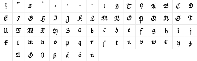 Fraktur Handschrift Regular font glyphpreview