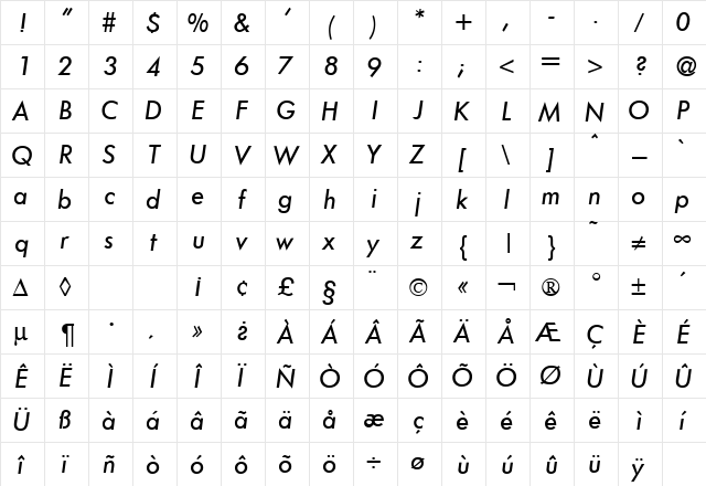 FunctionTwoMedium RegularItalic font glyphpreview