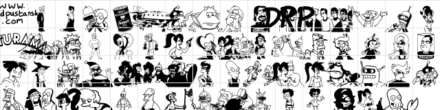 Futurama All Hail The Hypnotoad Regular font glyphpreview