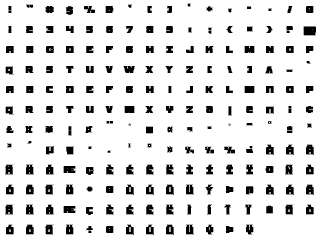 Samurai Terrapin Academy Regular font glyphpreview