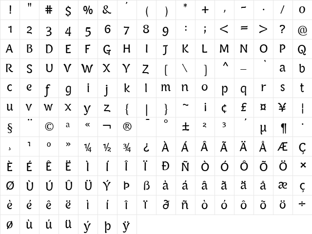 PF Armonia Regular font glyphpreview