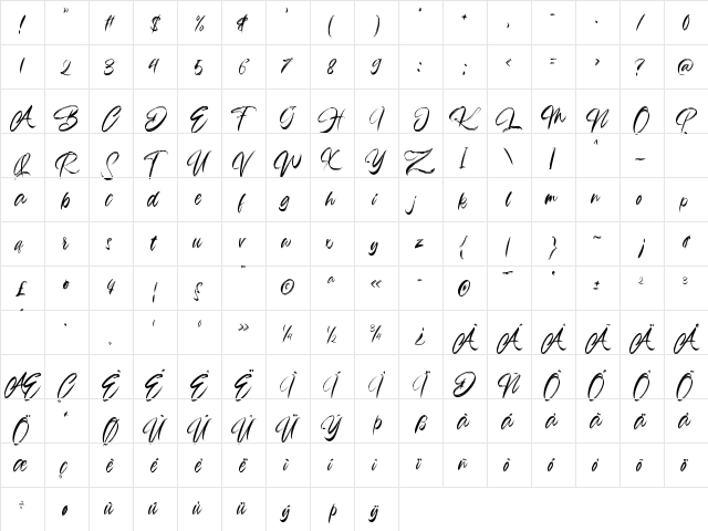Flawless Regular font glyphpreview