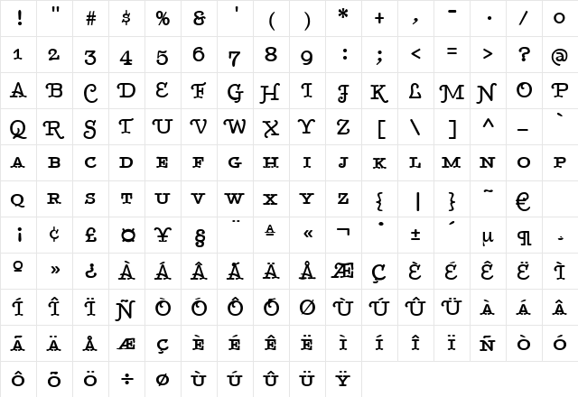 TypenradSpecialBold Regular font glyphpreview