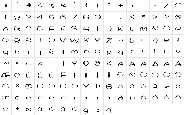 FZ WARPED 33 Normal font glyphpreview