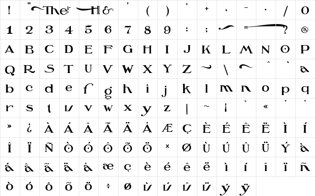 Oz'sWizard Tin Woodman font glyphpreview