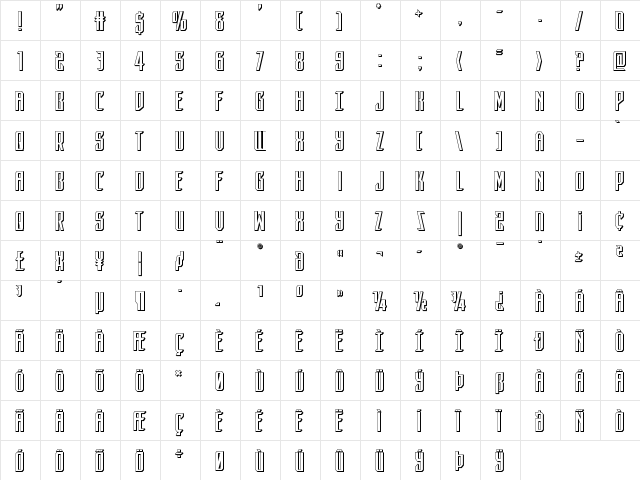 Dark Dominion 3D Regular font glyphpreview