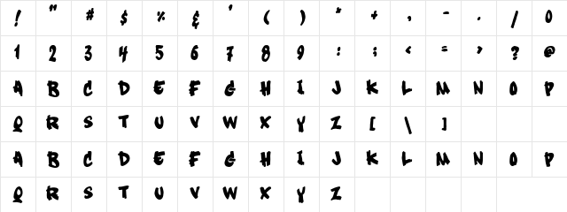 Mickey Blue Regular font glyphpreview