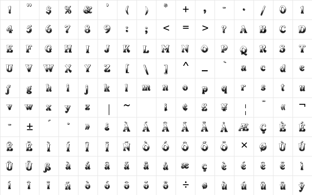 Cabaret Std Regular font glyphpreview