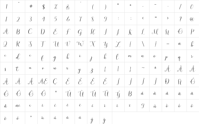 symphony Script Regular font glyphpreview