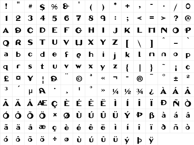 LTMarcuSan Medium font glyphpreview