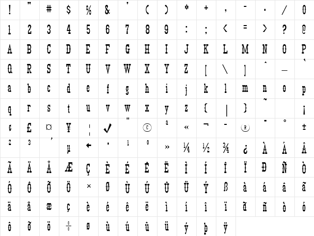 KyhotaBarbed Regular font glyphpreview