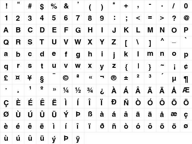 Switzerland Bold font glyphpreview