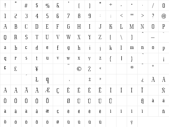 Eden Light Regular font glyphpreview
