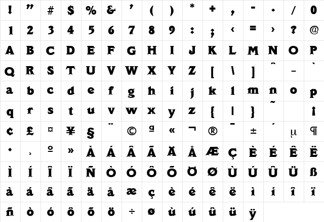 Veracruz-Serial-Heavy Regular font glyphpreview