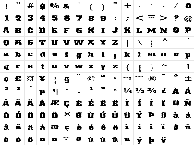 FZ BASIC 53 WAVEY EX Normal font glyphpreview