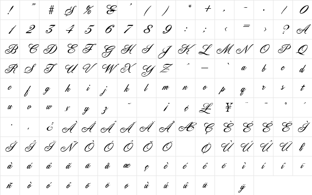 Yorkshire Regular font glyphpreview