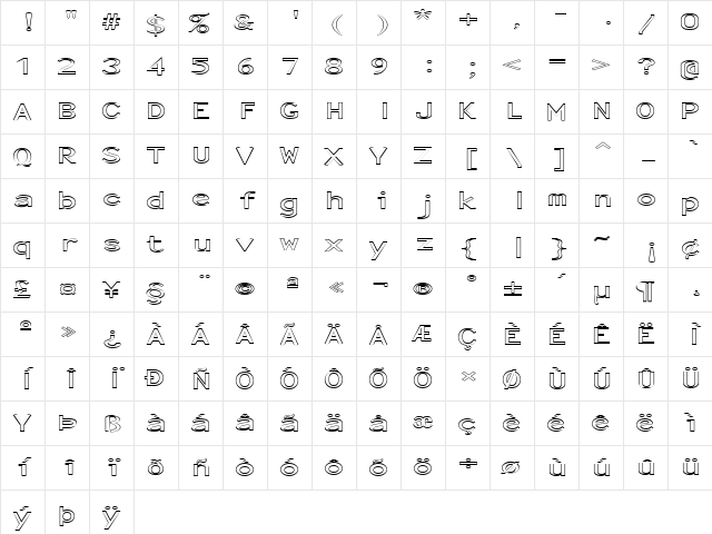 FZ BASIC 23 HOLLOW EX Normal font glyphpreview