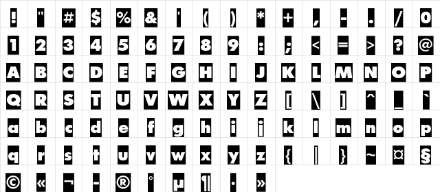 FuturisXCameoC Regular font glyphpreview