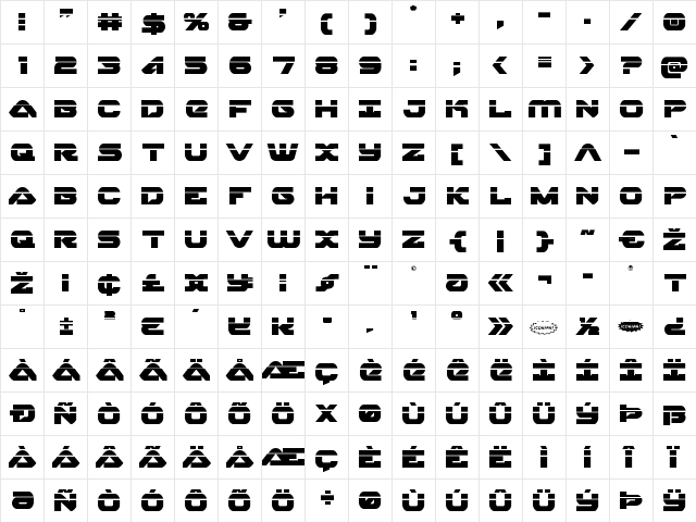 Skyhawk Laser Regular font glyphpreview