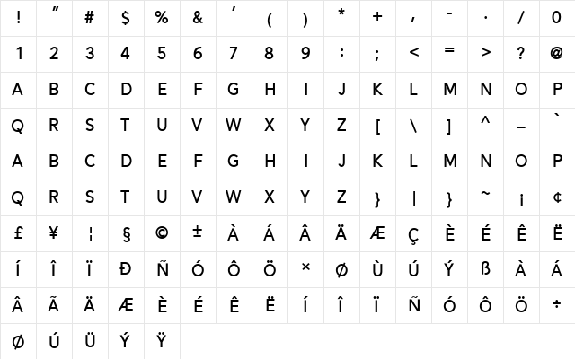 Alesand Bold font glyphpreview