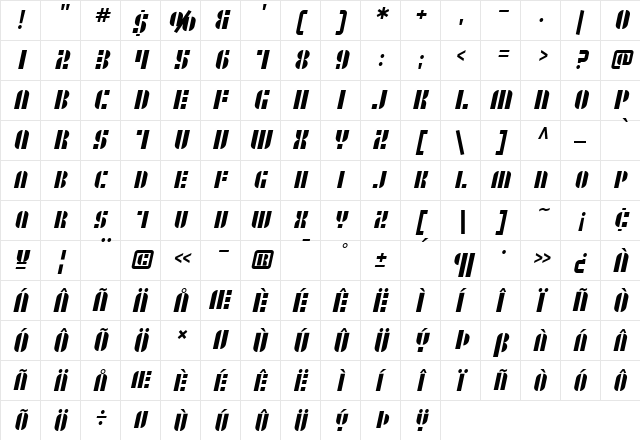 SF RetroSplice SC Regular font glyphpreview