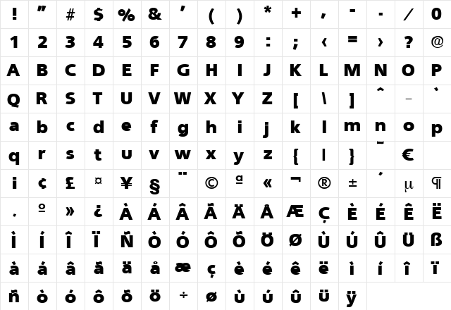 Quebec-Heavy Regular font glyphpreview