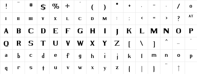 Times New Roman Regular font glyphpreview