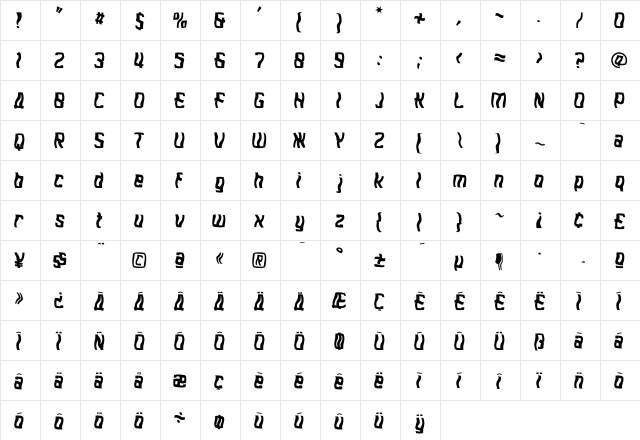 Aleksei Disturbed font glyphpreview