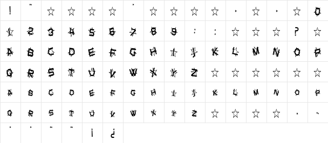 SF Star Dust Condensed Regular font glyphpreview