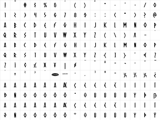 Oh Mighty Isis Expanded Expanded font glyphpreview