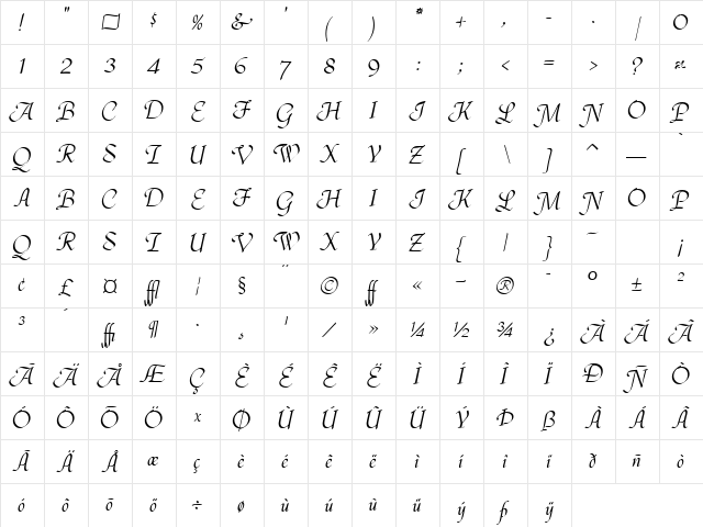 DeannaSwash Regular font glyphpreview
