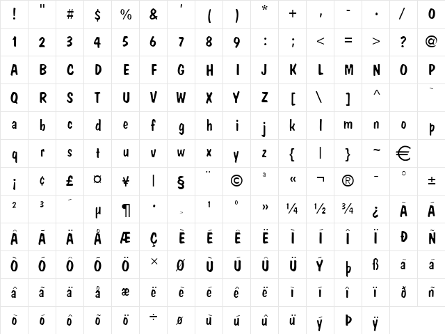 DapperLight Normal font glyphpreview