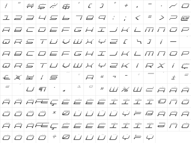 QuickTech Gradient Italic Italic font glyphpreview
