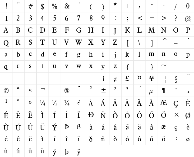 Nadine-Condensed Normal font glyphpreview