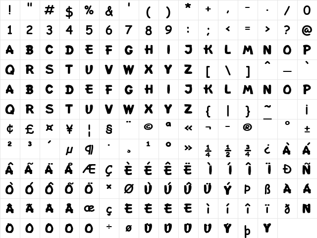 Suske en Wiske Kaftletters Regular font glyphpreview